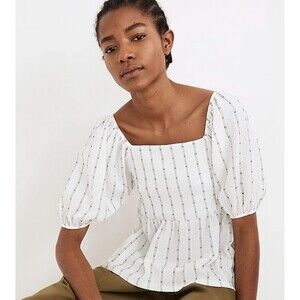 Madewell ‎ Top Sz XXS Puff-Sleeve Empire Summer Lightweight Cottagecore textured